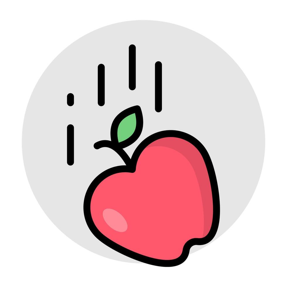 A fresh falling apple fruit icon in flat design vector