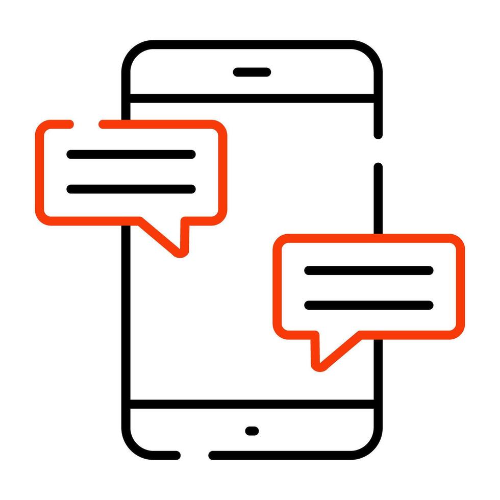 Chat bubble with smartphone, icon of mobile chat vector