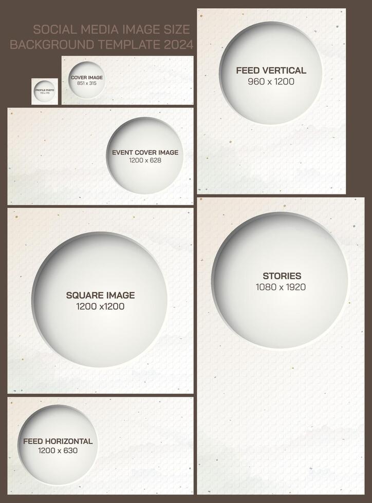 3D circle frame paper cut style on wood free uncoated paper rought texture pattern background with watercolor stained vector illustration actual size template for social media.