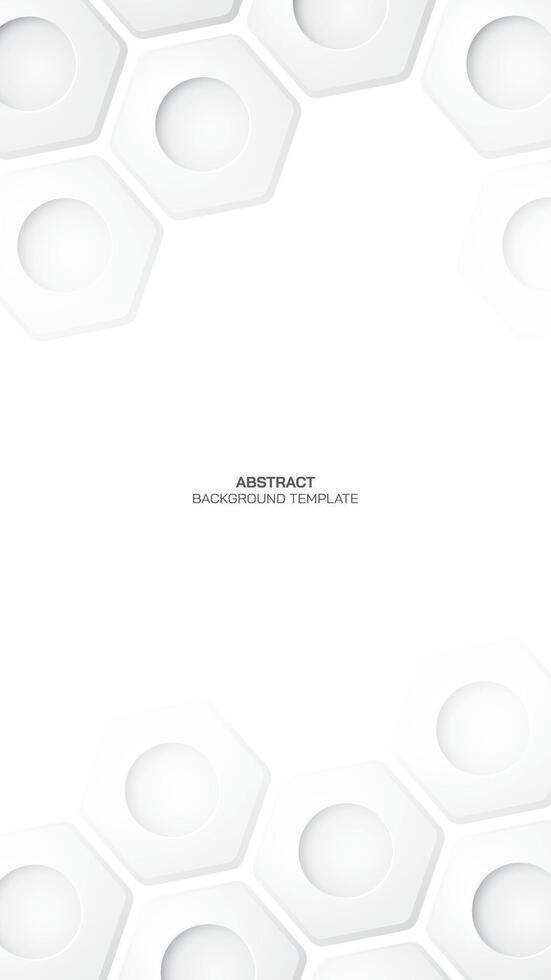 Abstract embossed hexagon paper cut style have blank space vertical shape on white background. White honeycomb pattern vector illustration background. 3D metallic nut pattern illustrated.