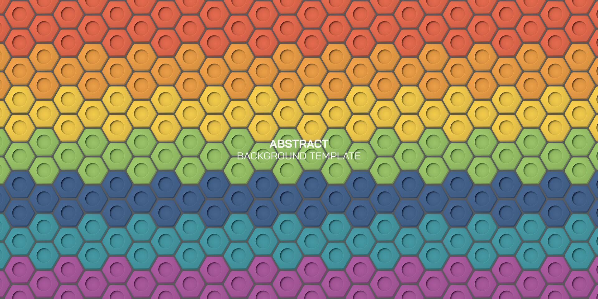 Abstract rainbows embossed hexagon paper cut style vector illustration background. Colorful honeycomb pattern background. LGBTQ colors nut pattern background.