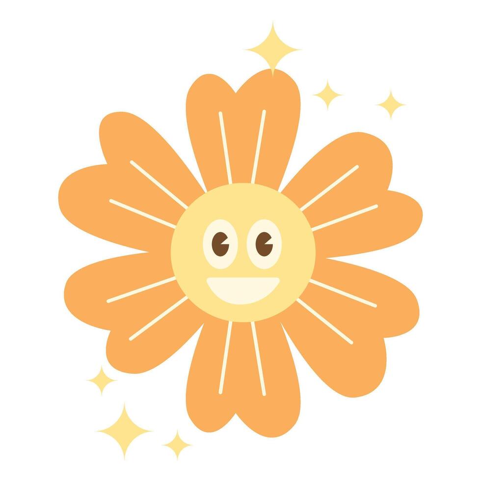 Cute Retro Groovy Flower Sticker vector