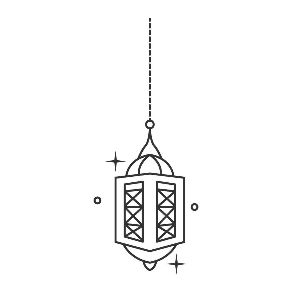 Islamic lantern line art ornament for ramadan decoration vector