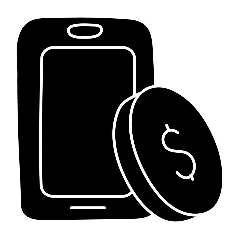 Dollar inside smartphone, icon of mobile money vector