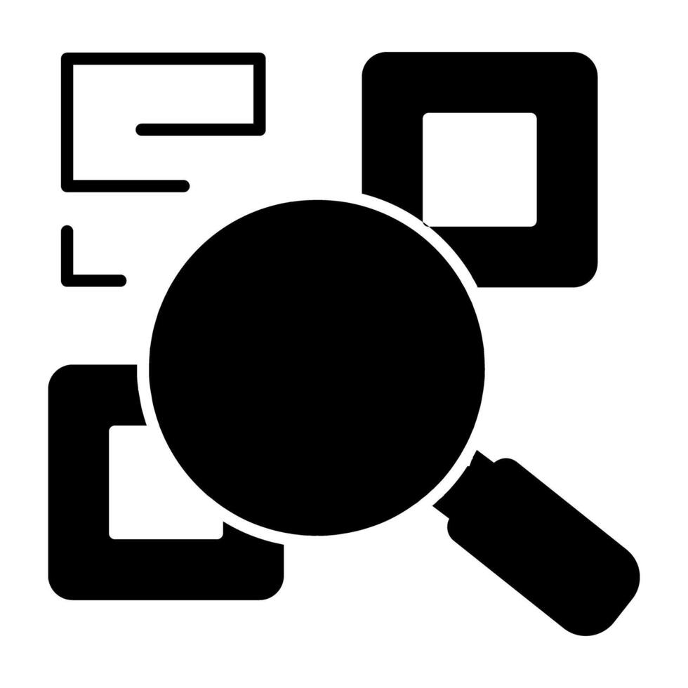 Qr matrix under magnifying glass showing concept of search barcode vector