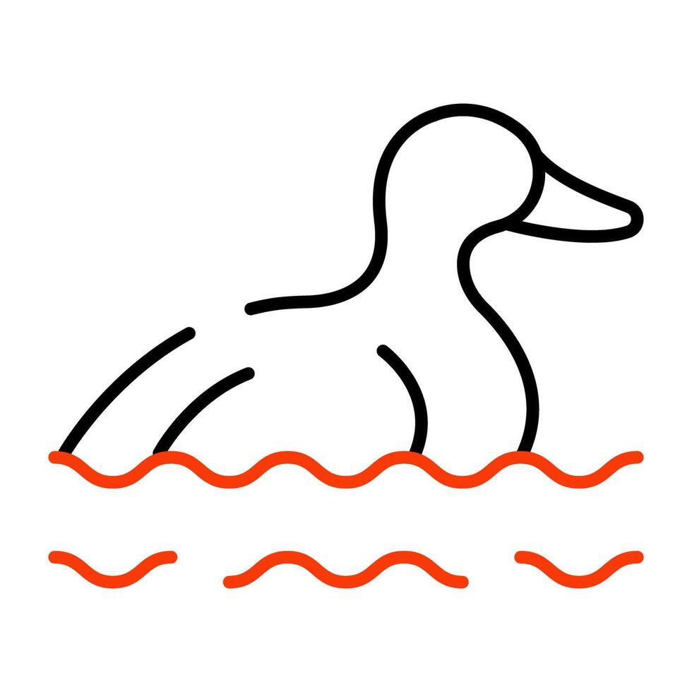 Children toy icon, linear design of duck vector