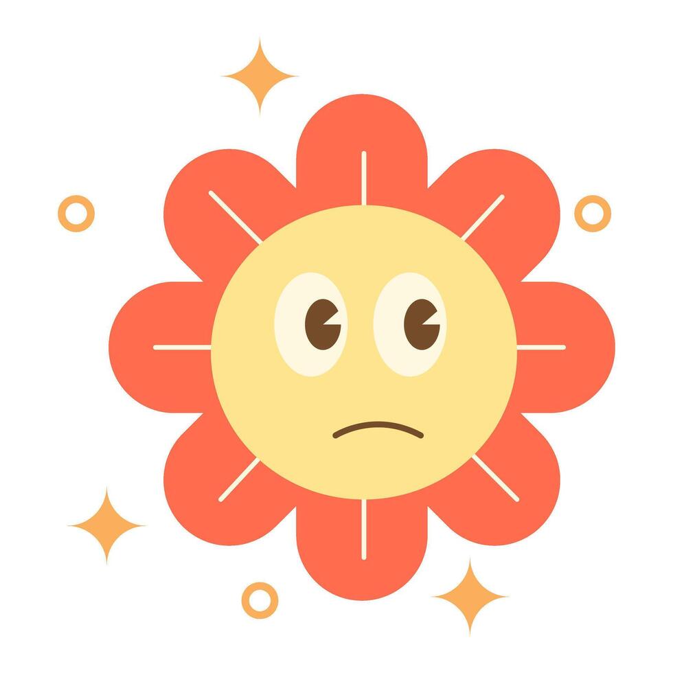 Cute Retro Groovy Flower Sticker vector