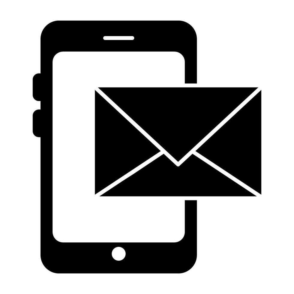 A solid design icon of mobile mail vector