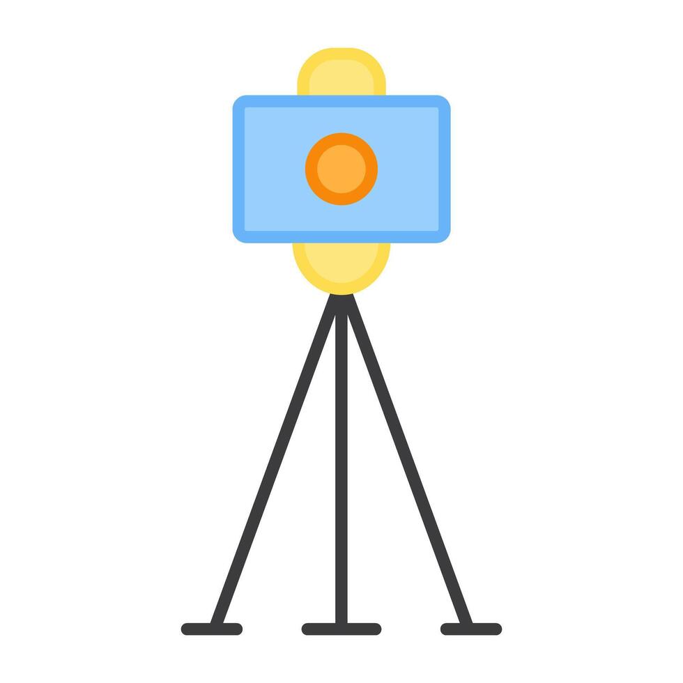 Cam on stand, tripod camera icon vector