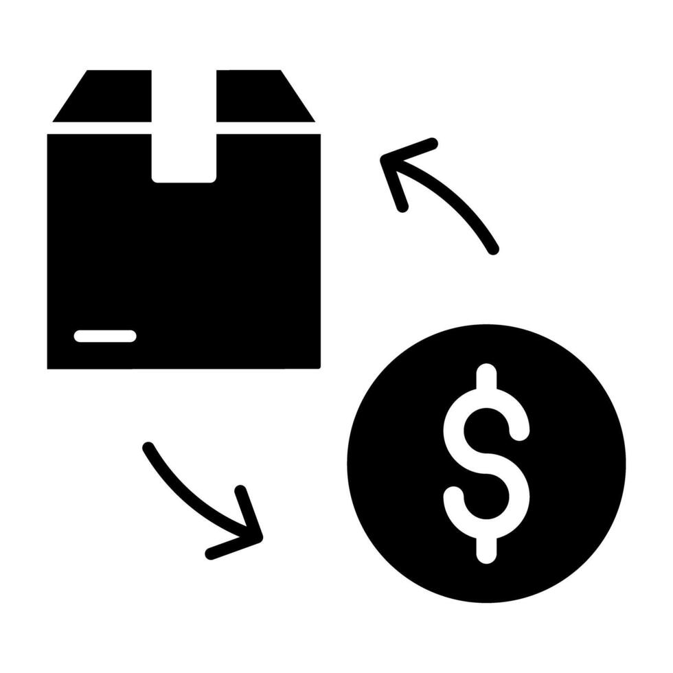 paquete con dólar simbolizando concepto de efectivo en entrega vector