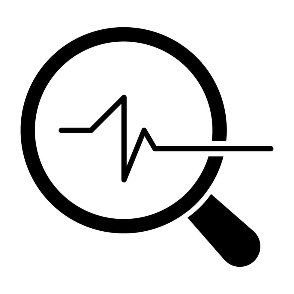 Polyline chart under magnifying glass showing concept of graph analysis vector