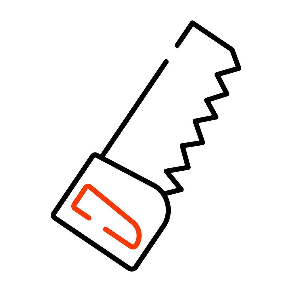 A wood cutting tool icon, linear design of saw vector