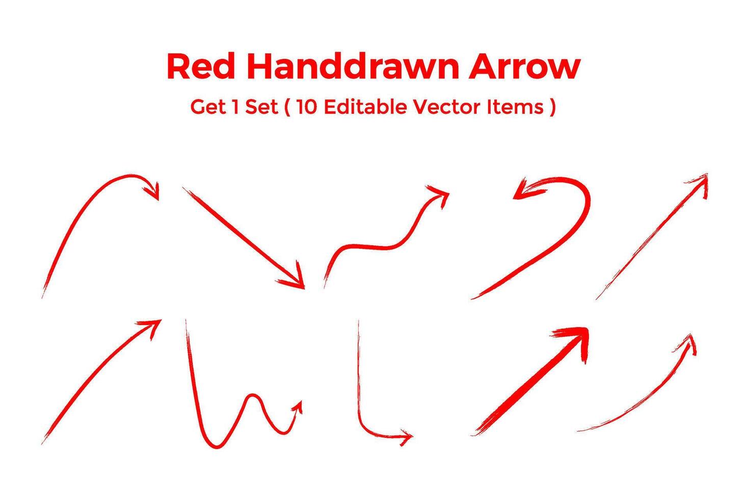 Red Hand Drawn Arrow vector