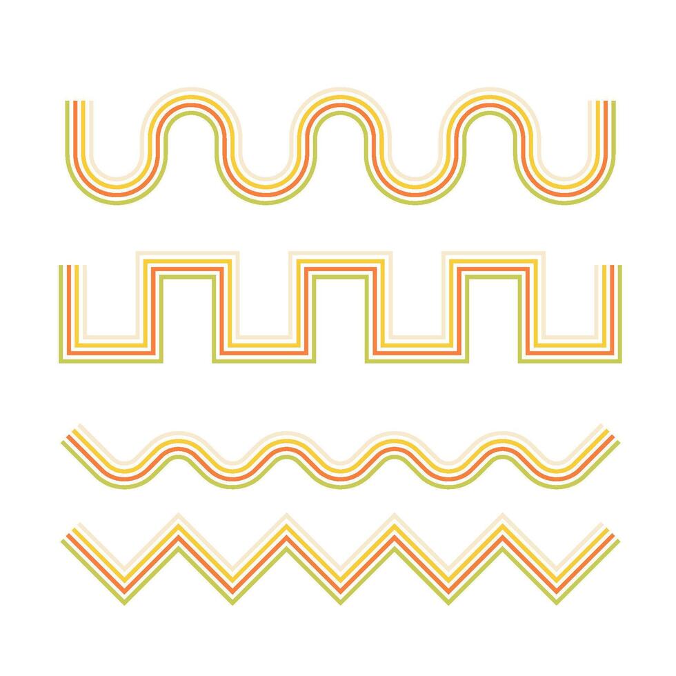 Groovy Line Rainbow Set vector