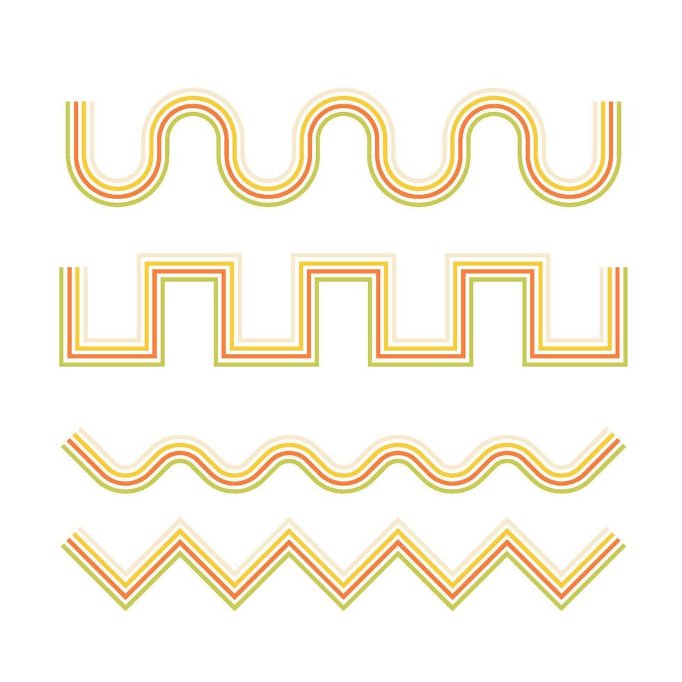 Groovy Line Rainbow Set vector