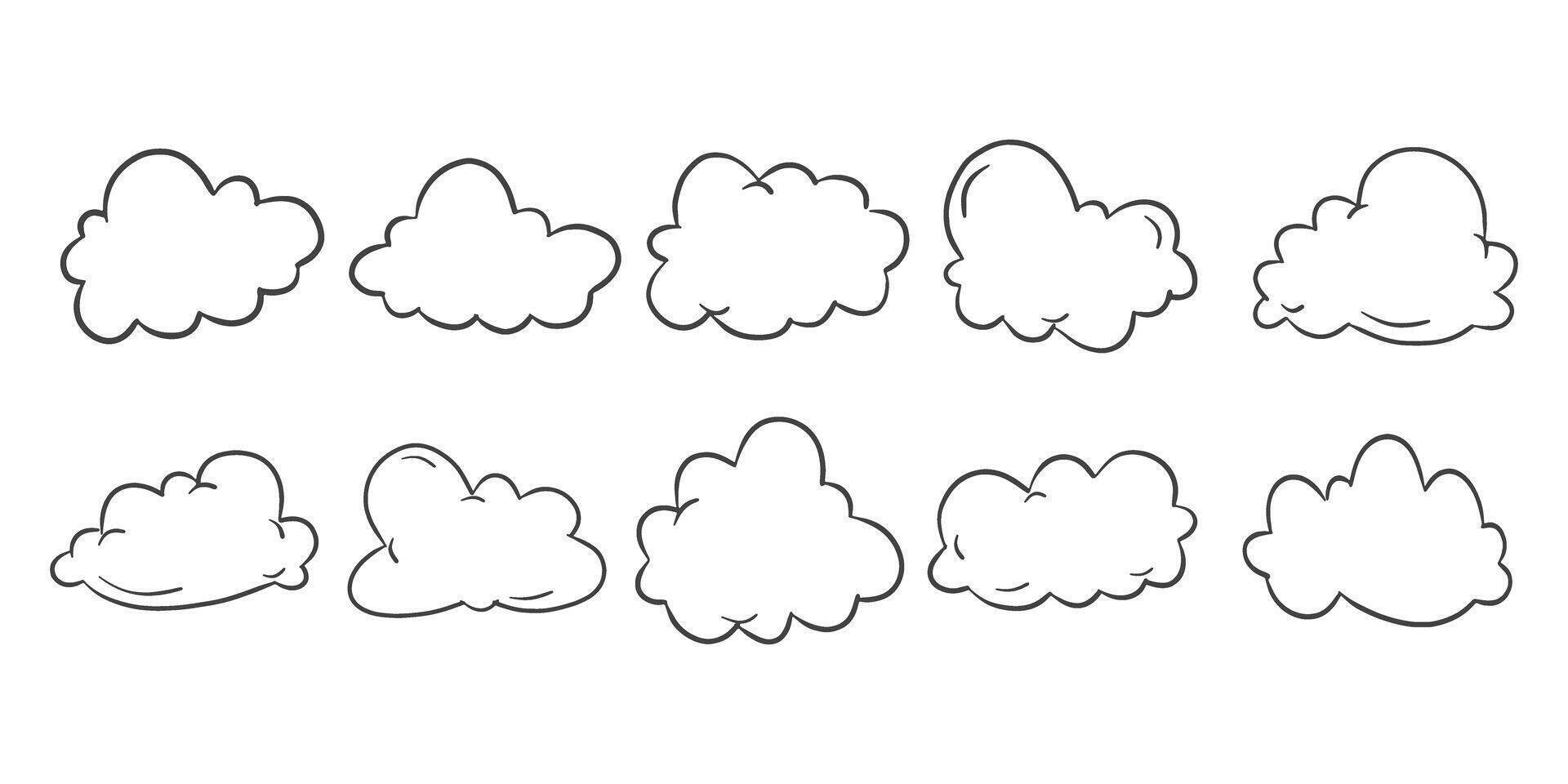 Handdrawn doodle cloud set vector