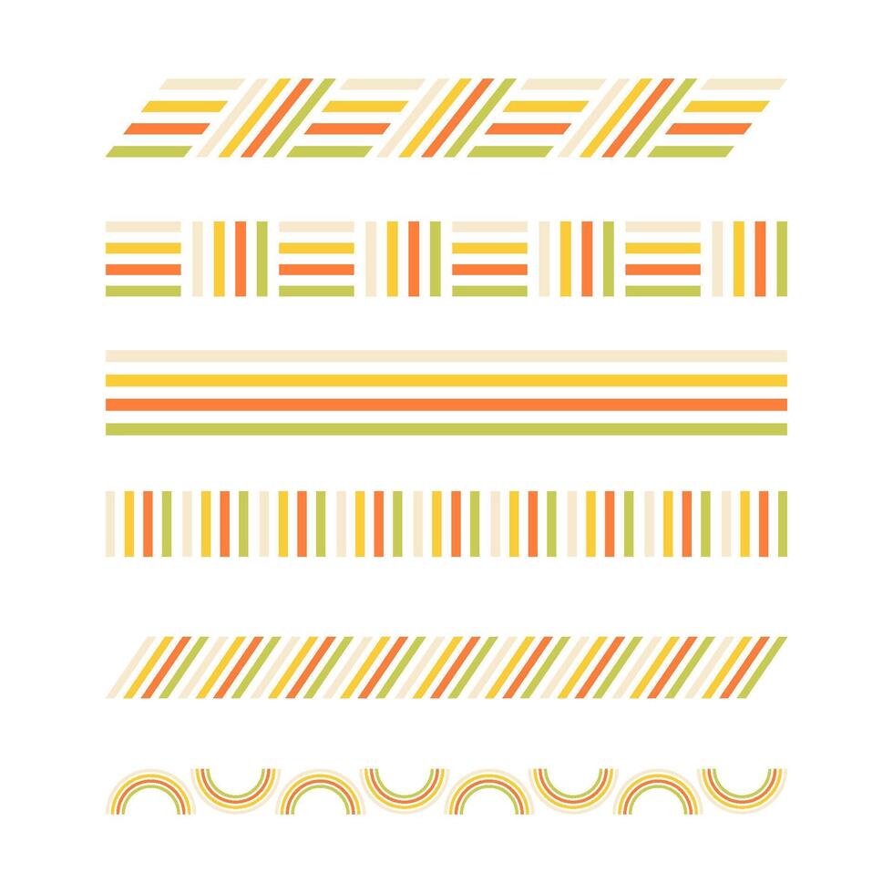Groovy Line Rainbow Set vector
