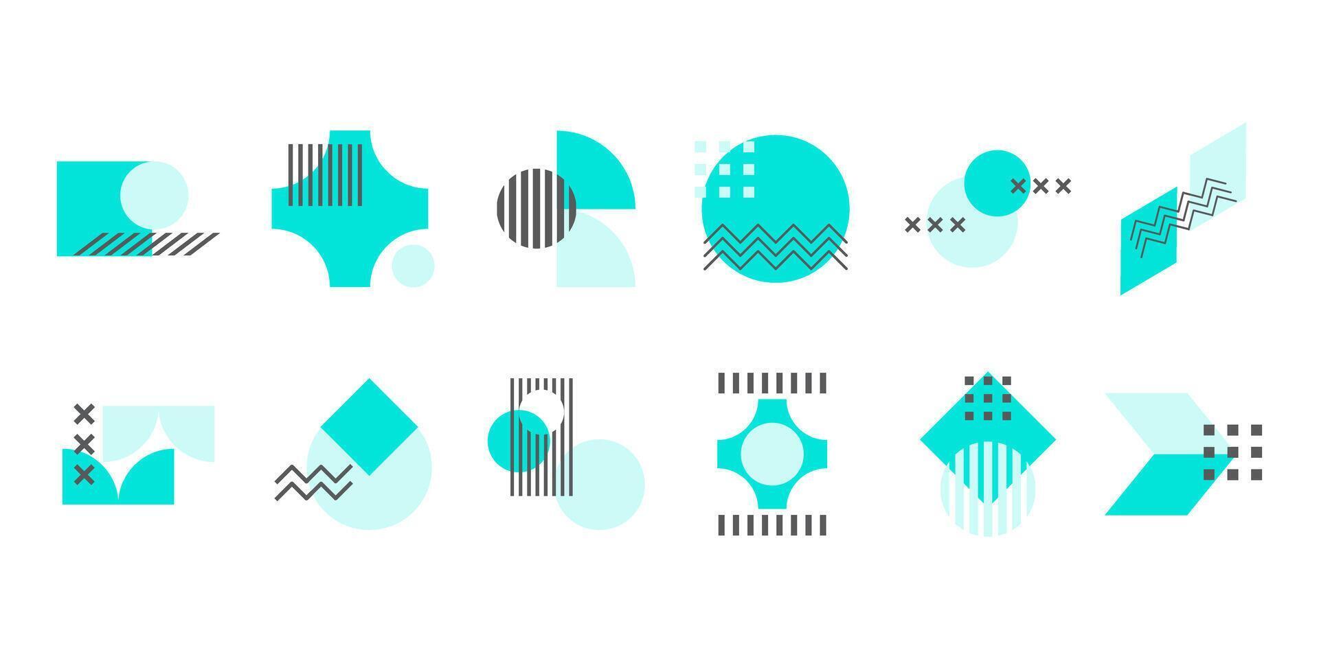 modern memphis geometric vector for business decoration set