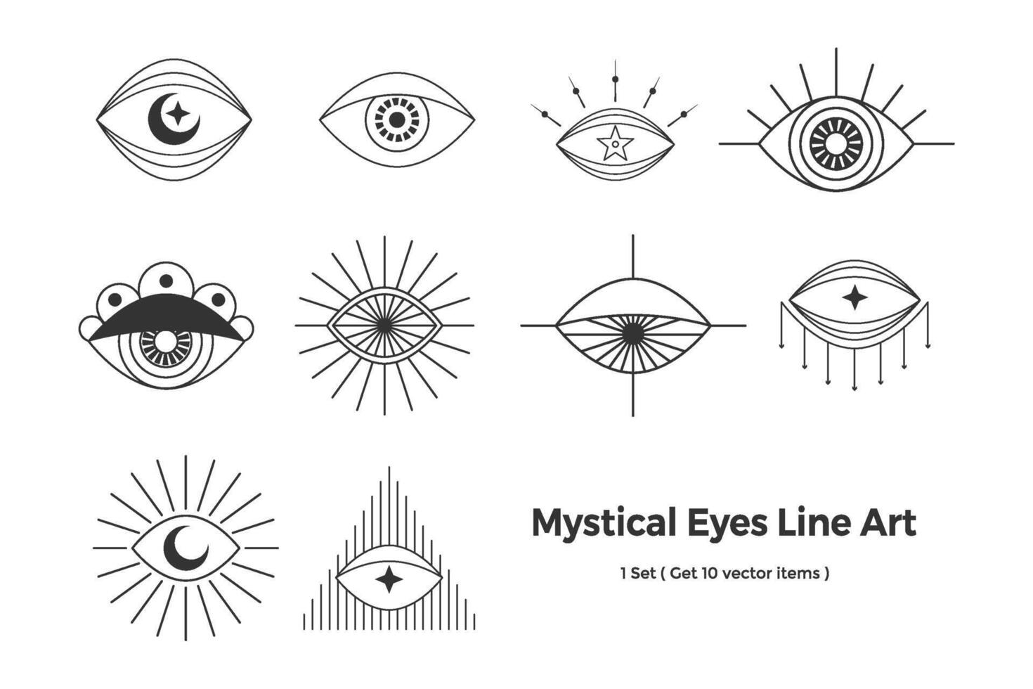 místico ojos línea Arte vector