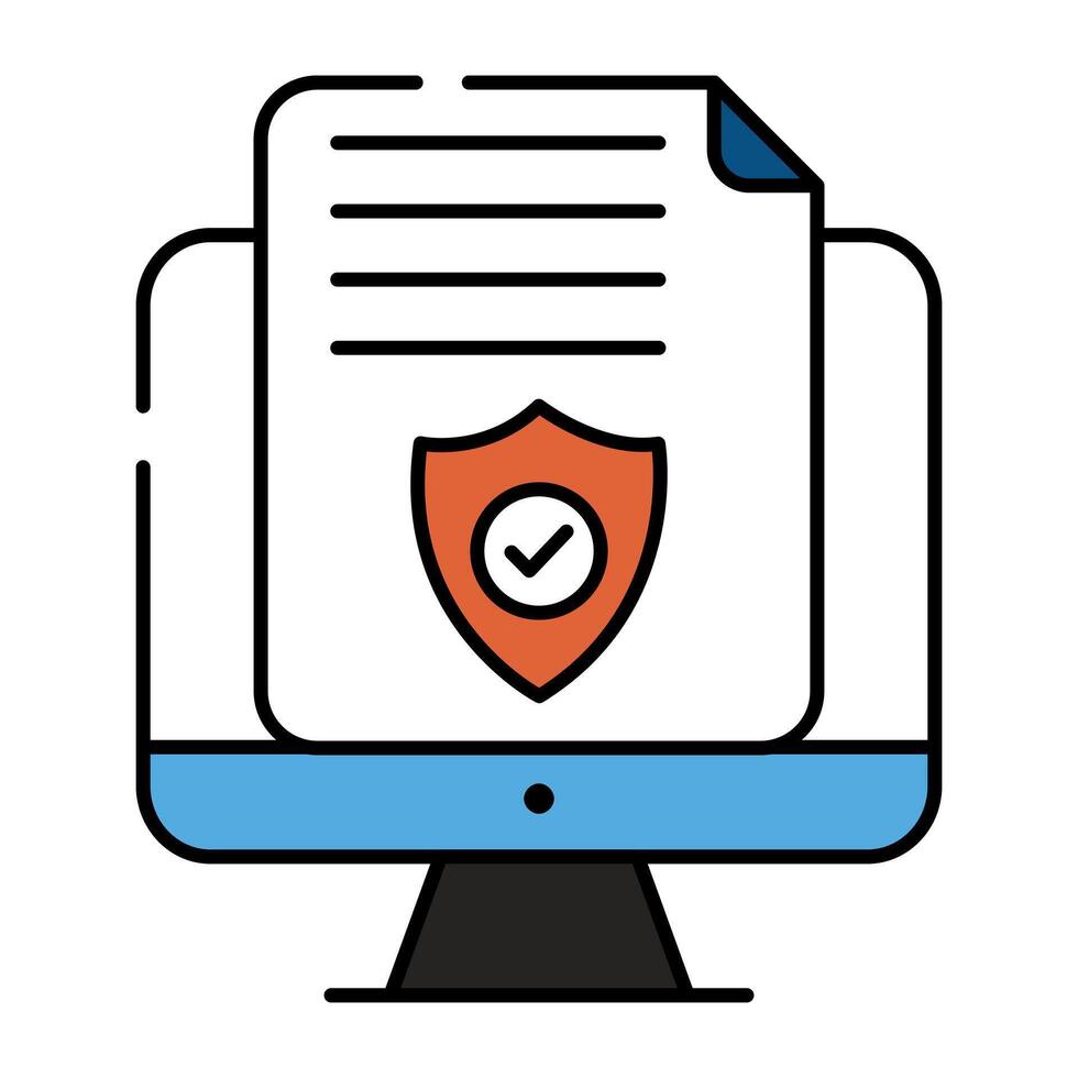 Shield with folded paper, icon of secure data vector