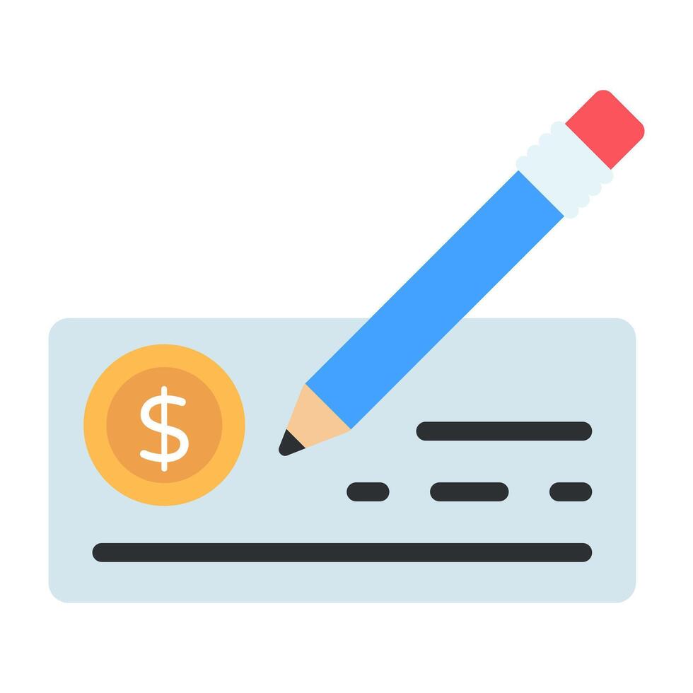 A creative design icon of cheque writing vector
