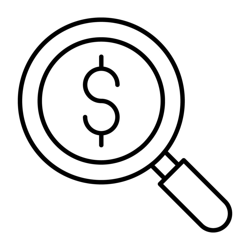 A premium download icon of search dollar vector