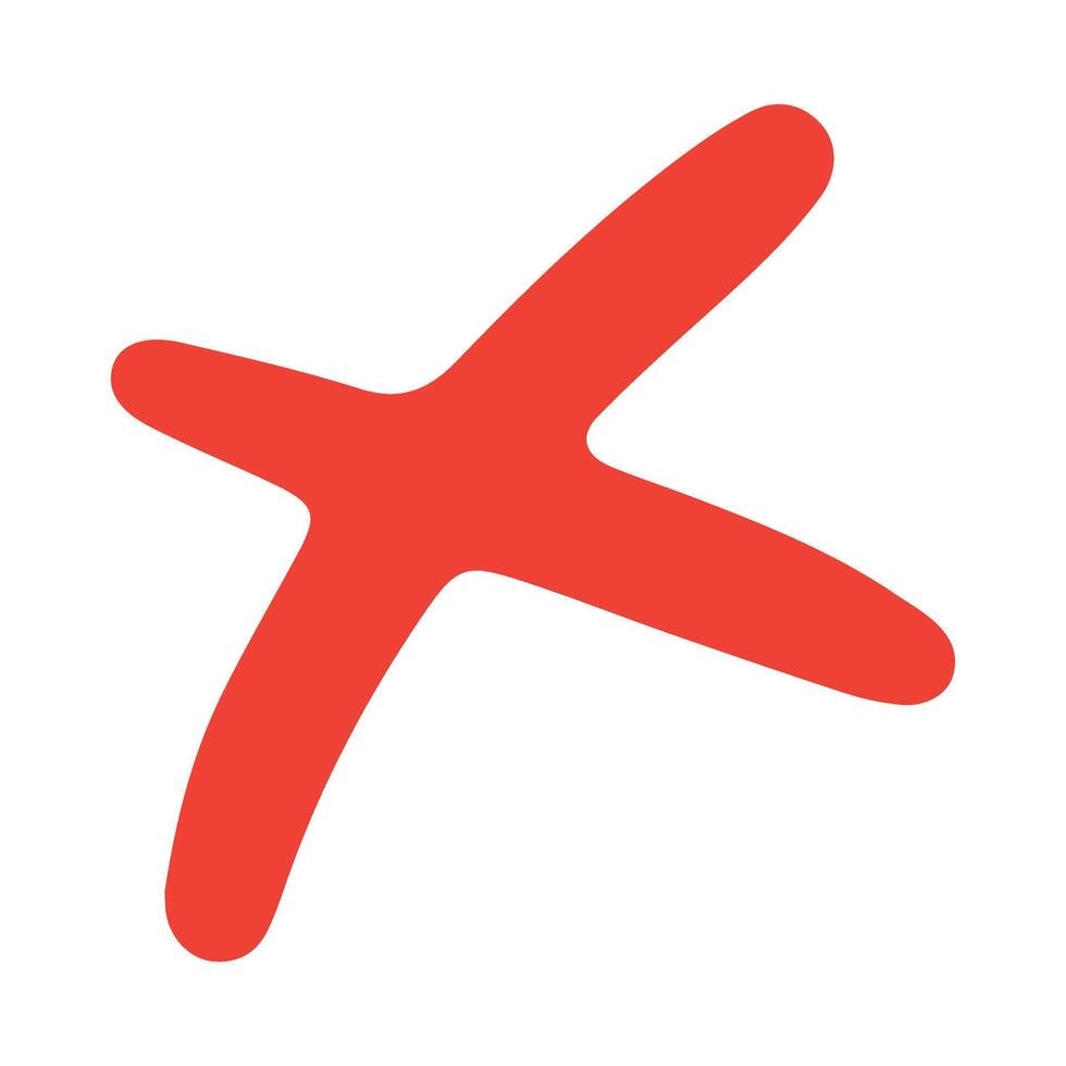Hand drawn doodle red cross mark, x mark vector