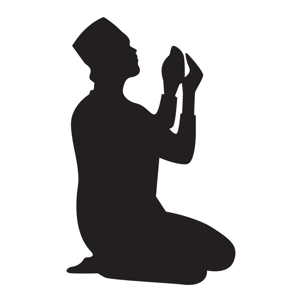 silueta de musulmán Orando, musulmán shalat silueta vector