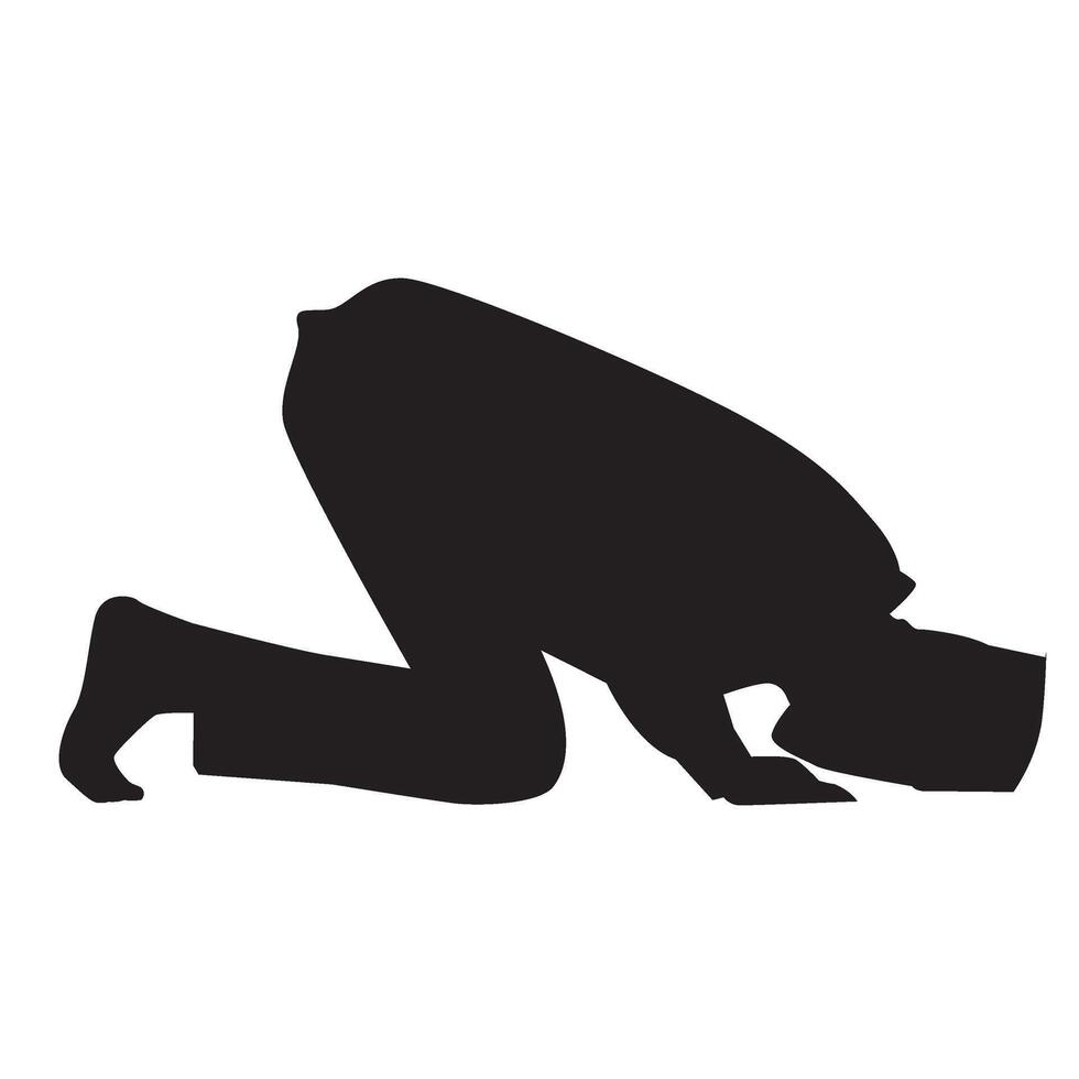 Silhouette of Muslim Praying, Muslim Shalat Silhouette Vector