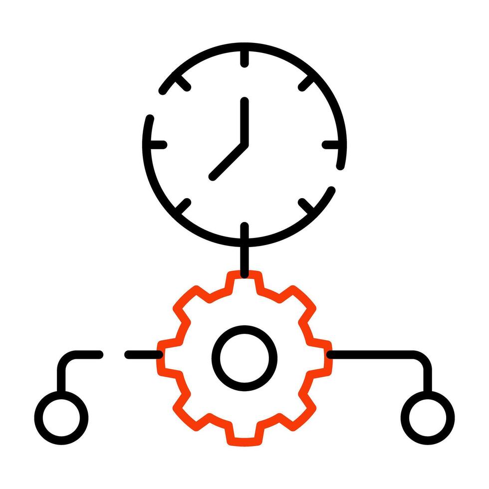 Vector design of time management, clock inside gear