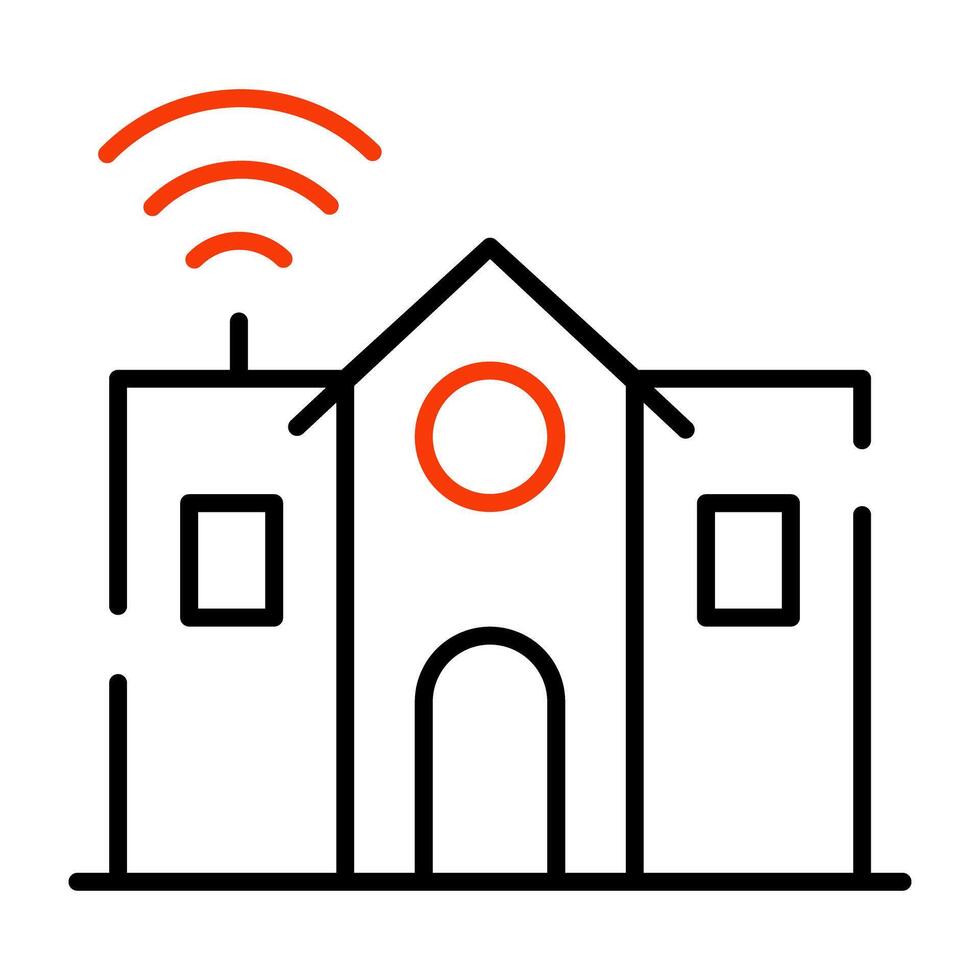 Architecture with wifi signals denoting concept of smart building vector