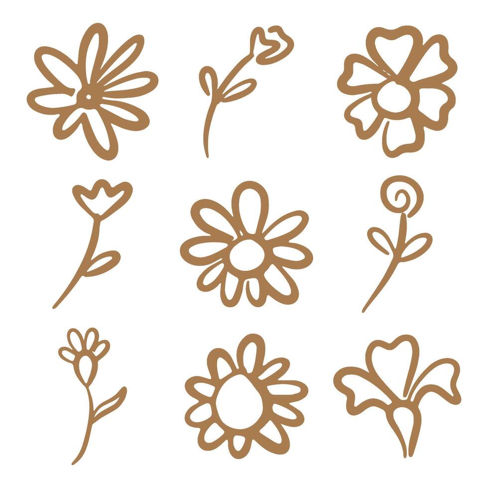 Hand drawn doodle Flower set vector