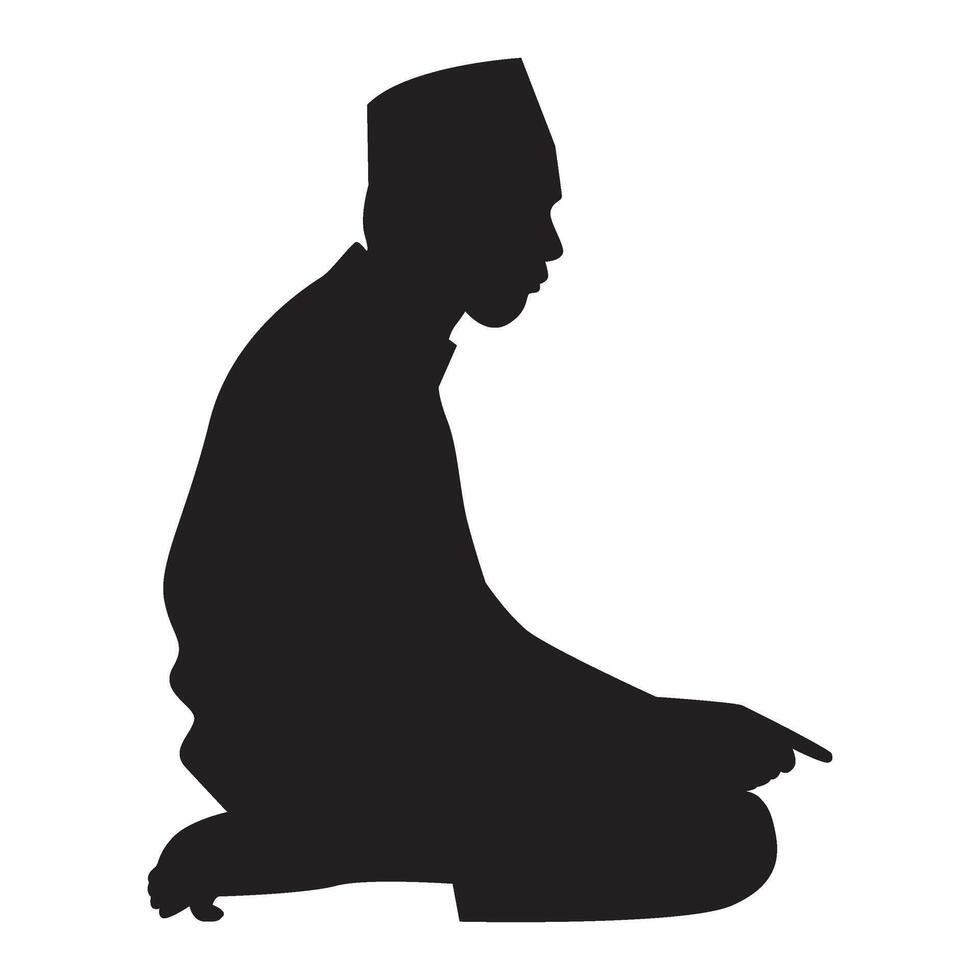 Silhouette of Muslim Praying, Muslim Shalat Silhouette Vector