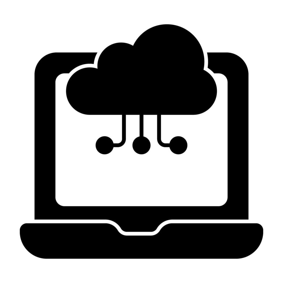 Nodes with cloud, solid design of cloud connections vector