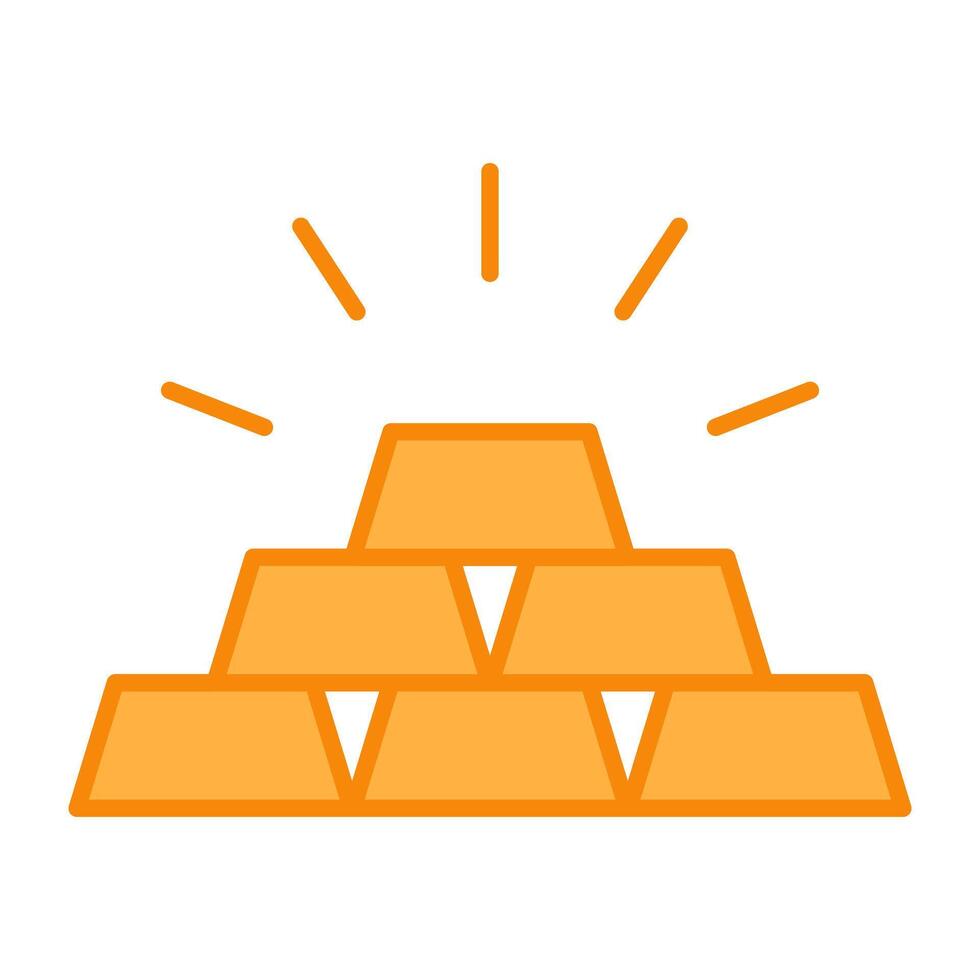 Icon of ingots, flat design of gold bricks vector