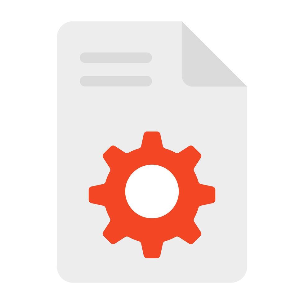 Gear on folded paper, icon of document configuration vector