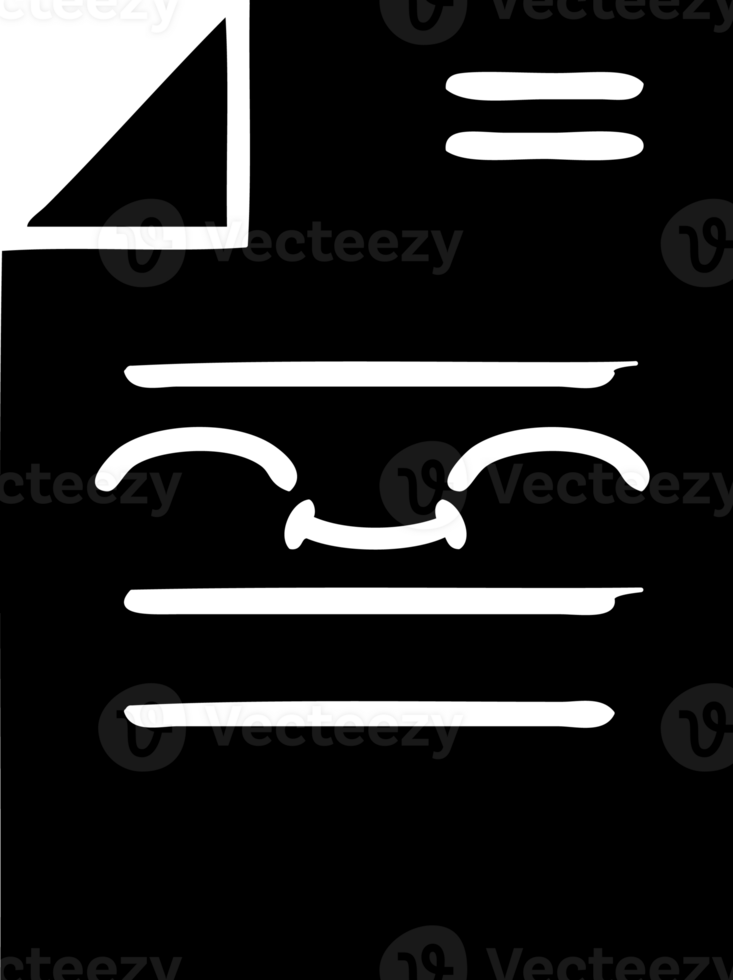 line drawing cartoon of a sheet of paper  solid black icon png