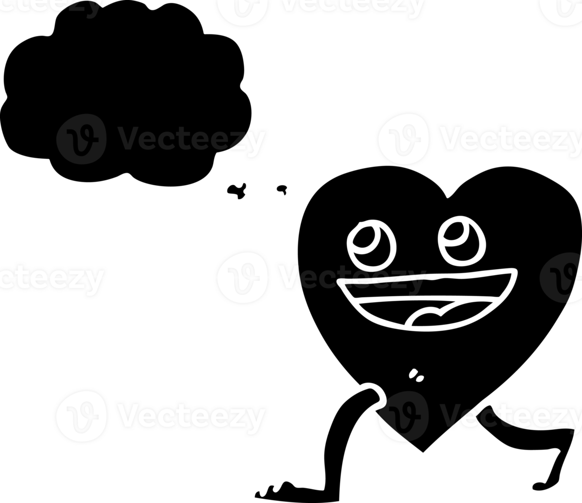 desenhado pensamento bolha desenho animado caminhando coração sólido Preto ícone png