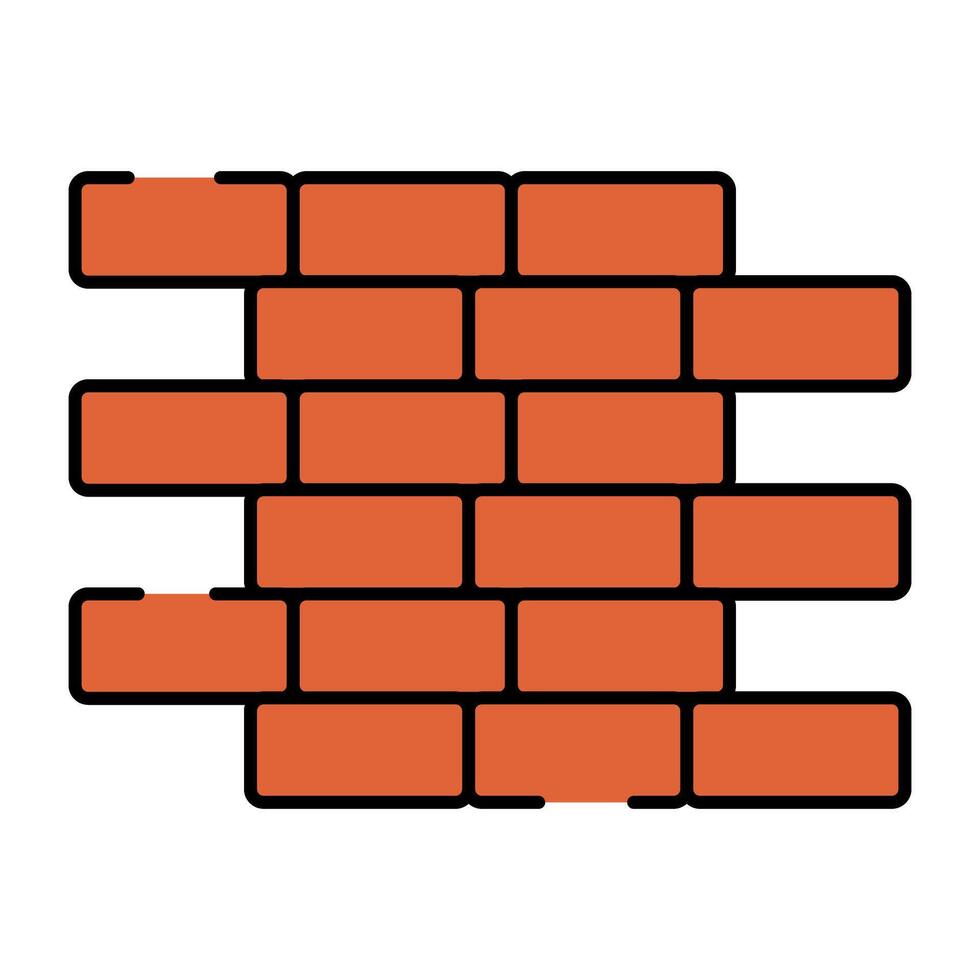 Bricks with trowel, icon of wall construction vector