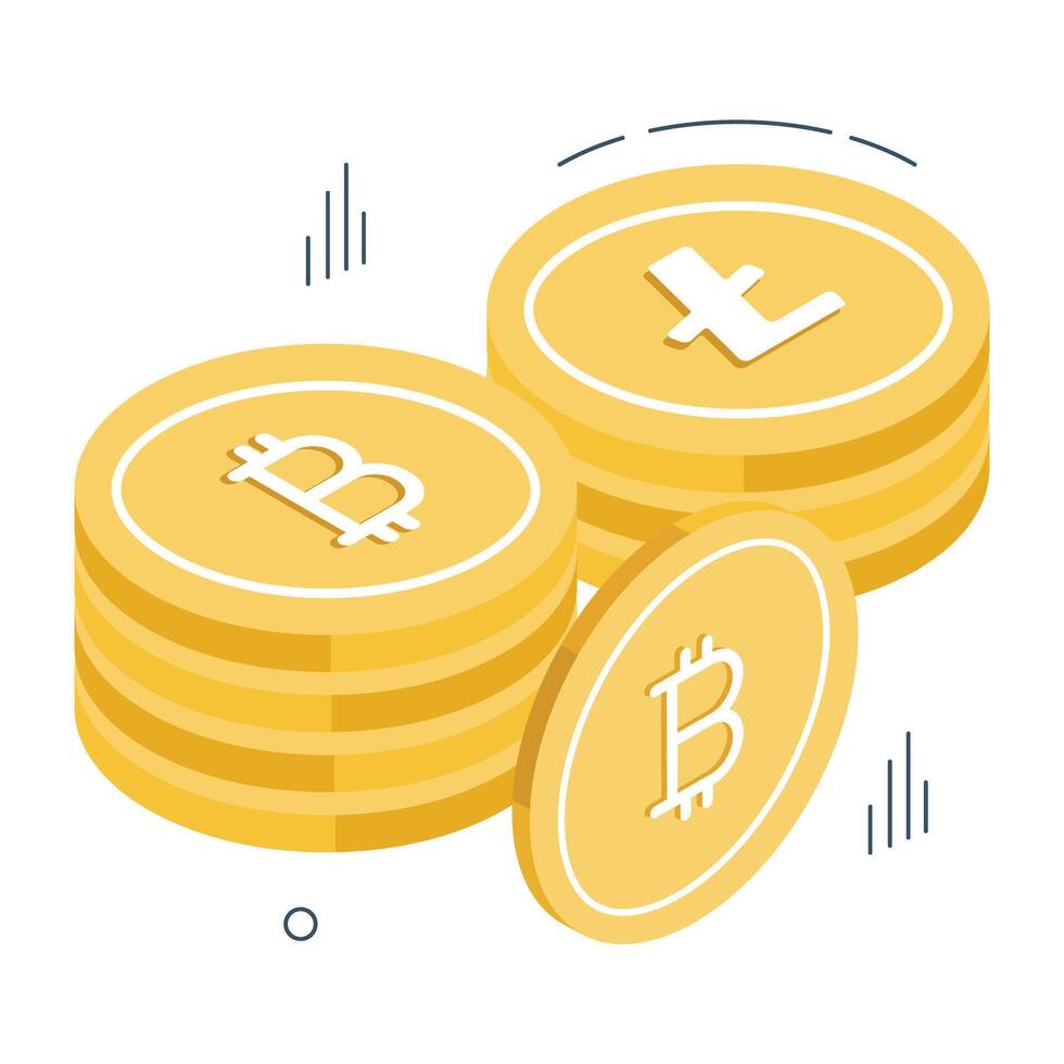 An icon design of crypto coins, editable vector