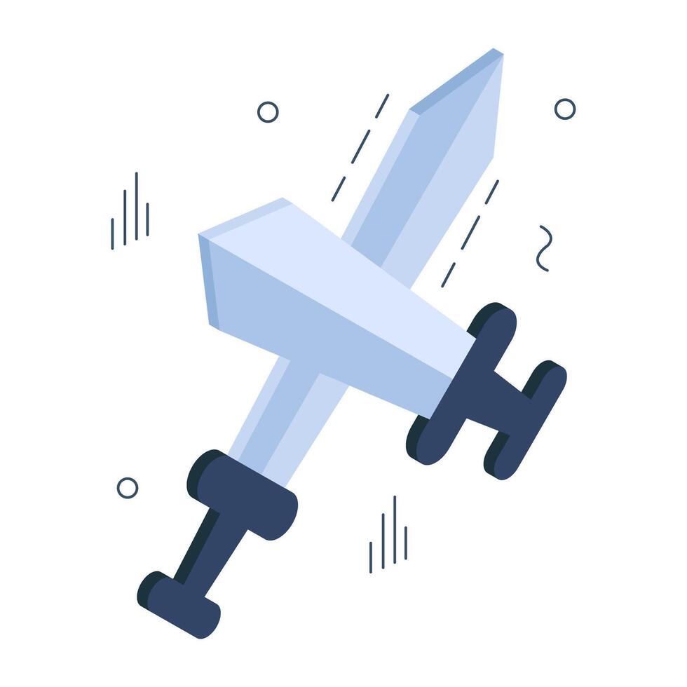 Battle tool concept icon, vector design of crossswords