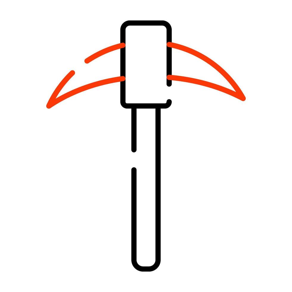 Wood cutting tool icon, linear design of pickaxe vector