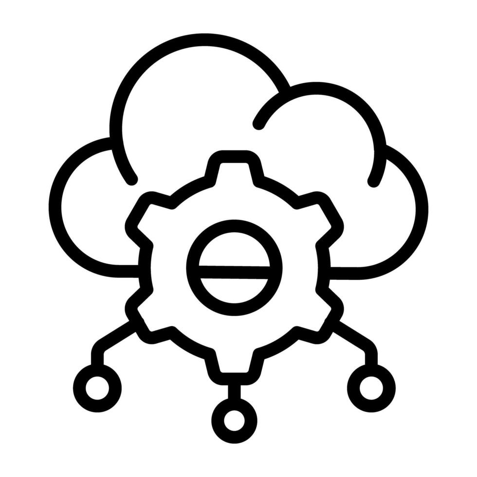 Conceptual linear design icon of cloud setting vector