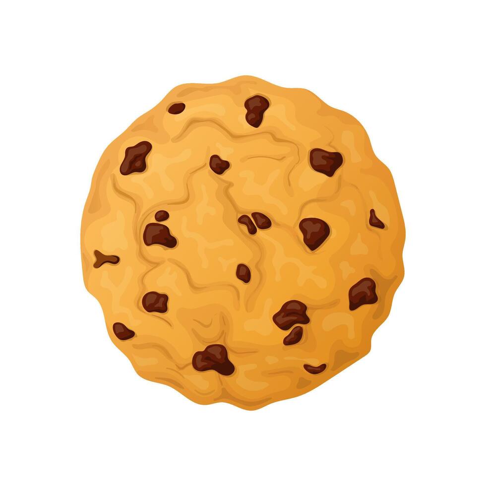 Delicious chocolate chip cookie hand drawn cartoon style isolated on a white background vector