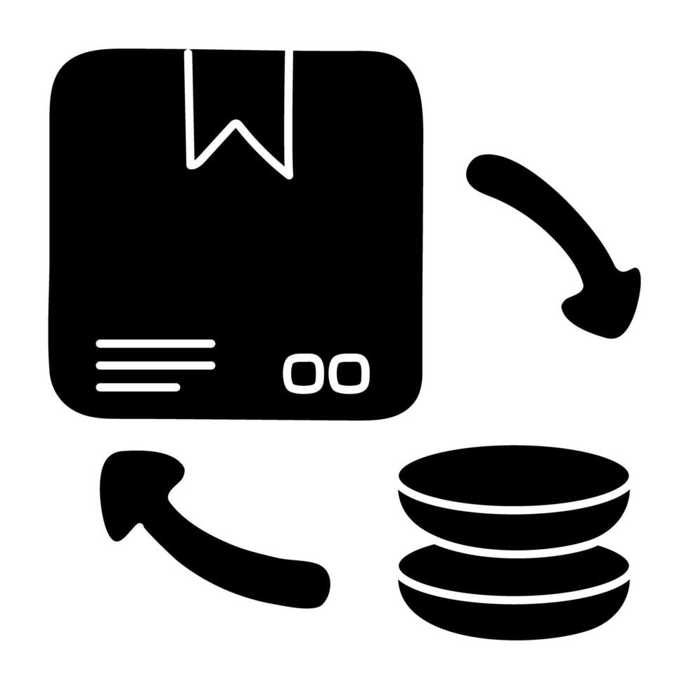A glyph design icon of cash on delivery vector