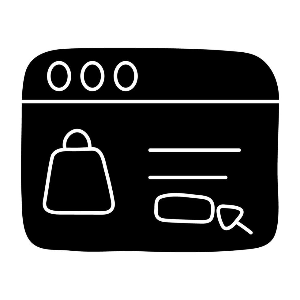 A glyph design icon of ecommerce website vector