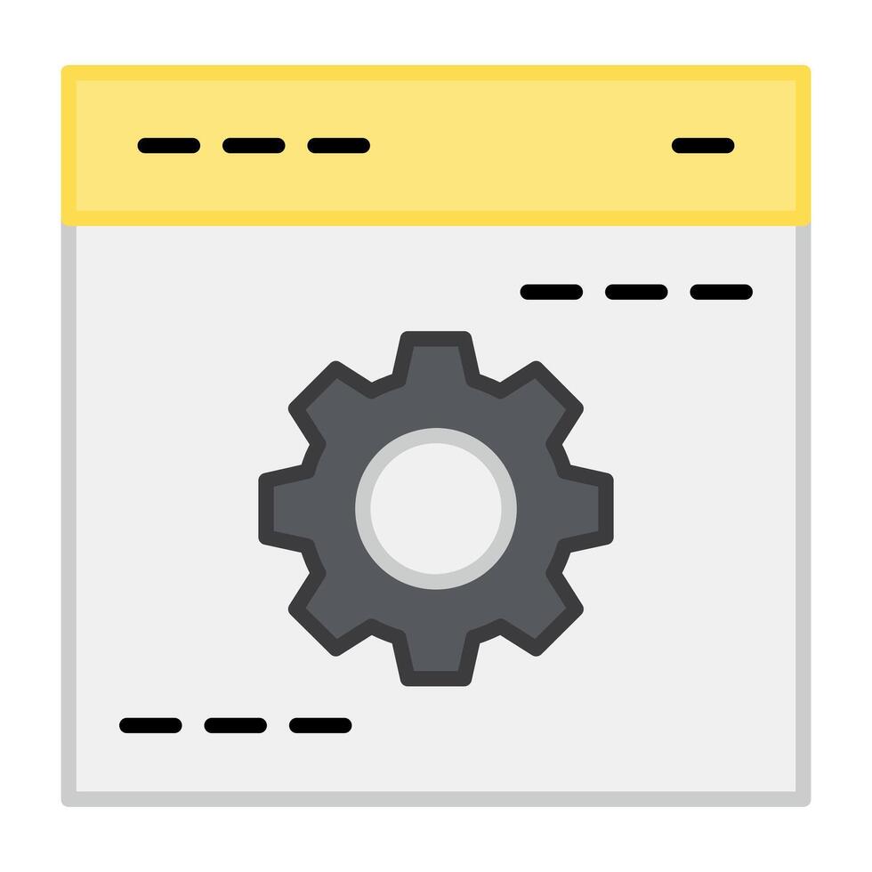 Gear on web page, flat design of web management vector