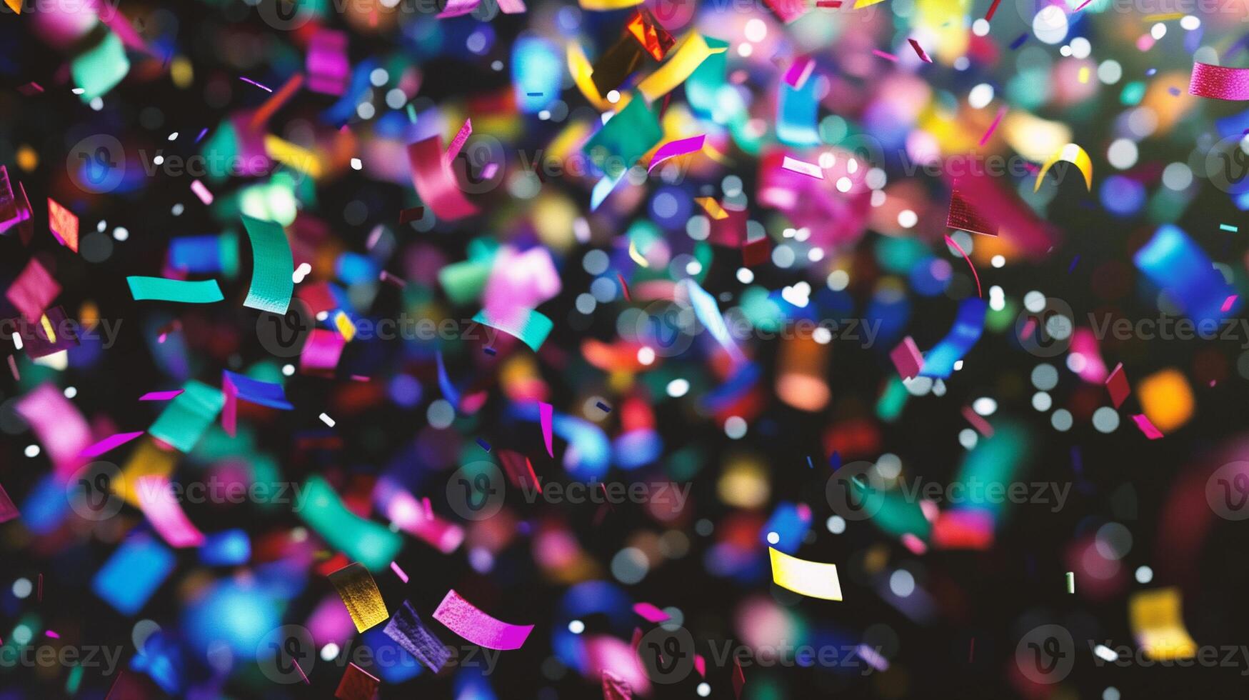 AI generated Colorful confetti on bokeh background photo