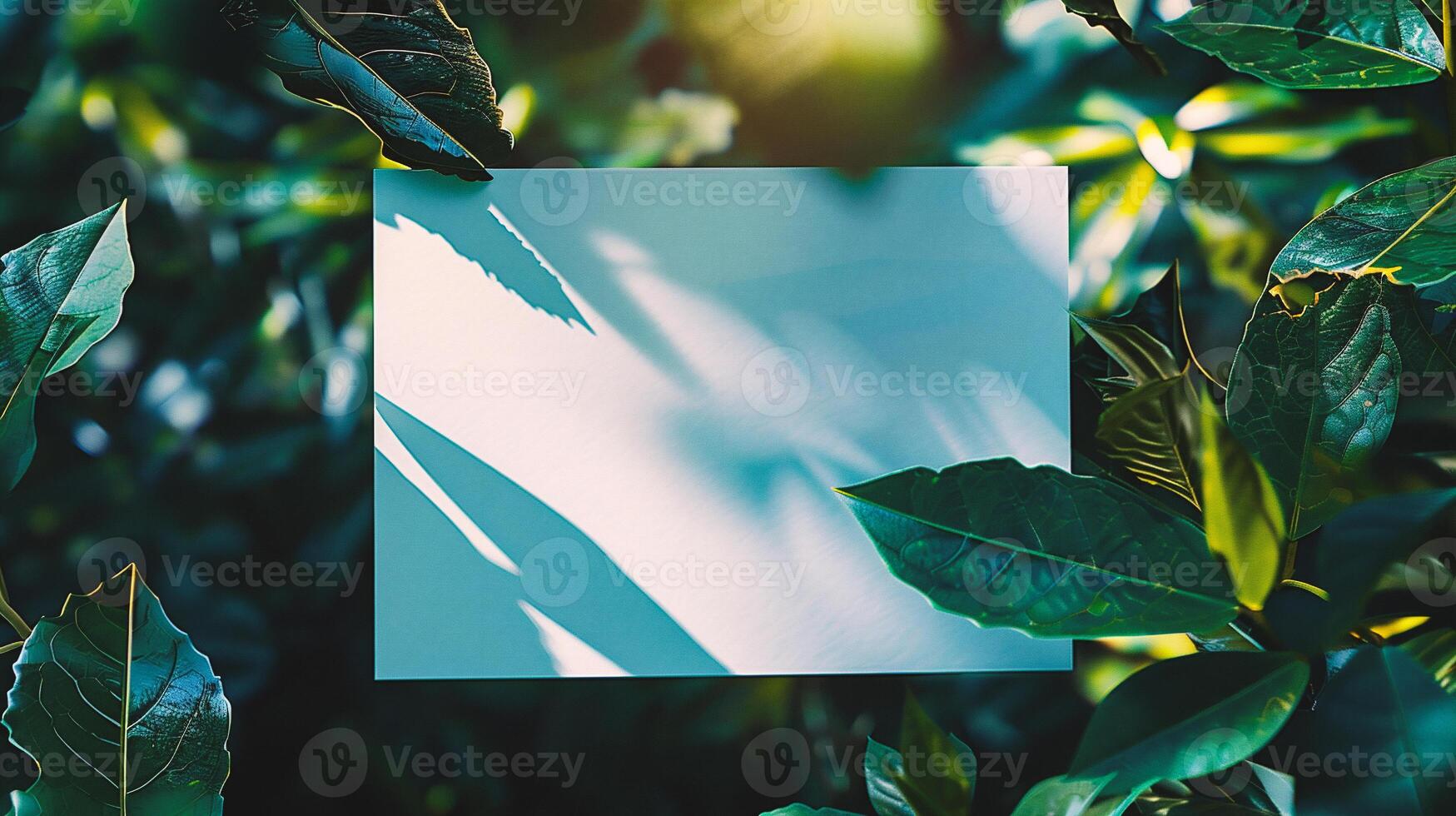 AI generated Blank paper sheet in the grass with flowers. Vintage style. photo