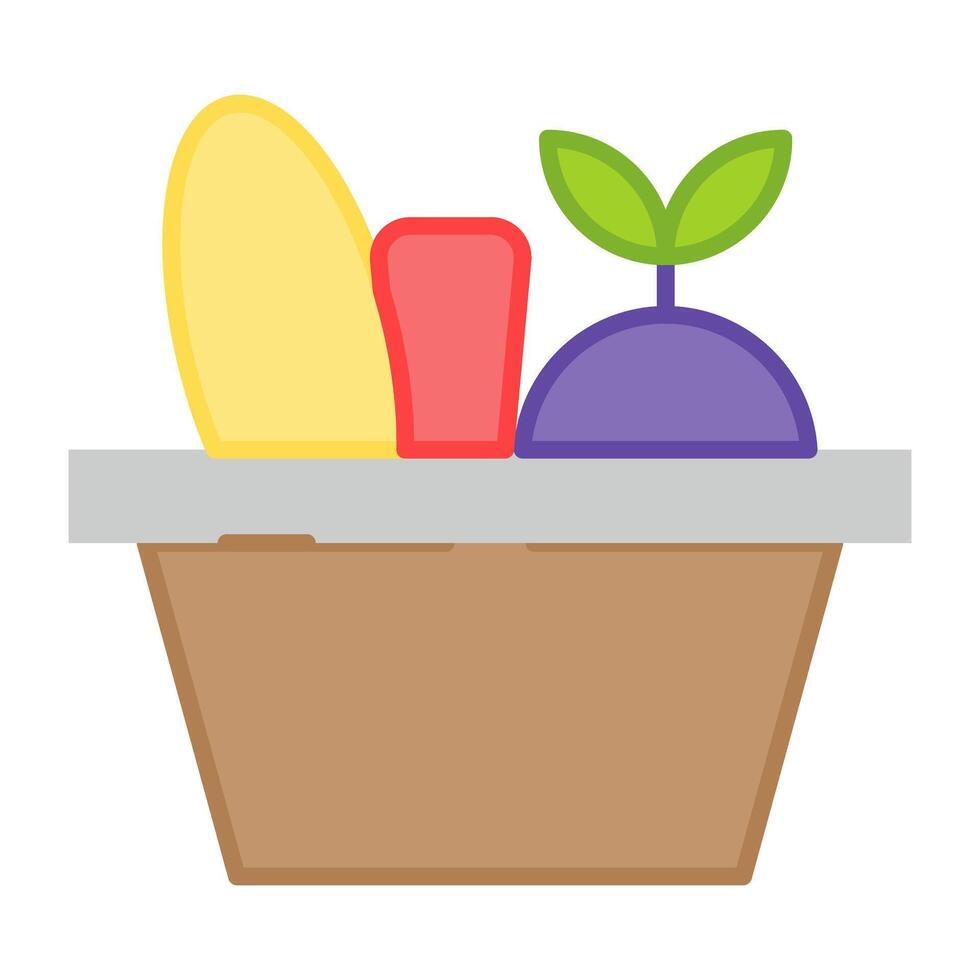 un único diseño icono de tienda de comestibles cesta vector